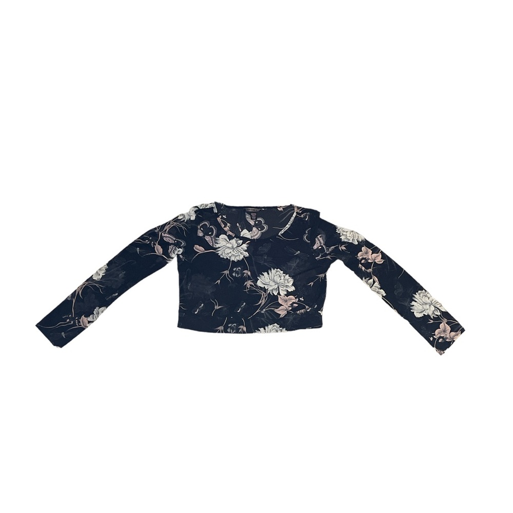 Victoria Secret Crop long sleeve mesh floral top